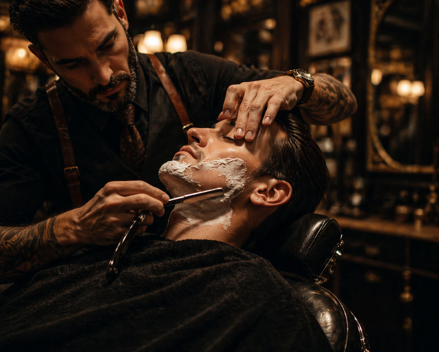 Barba modelada com navalha